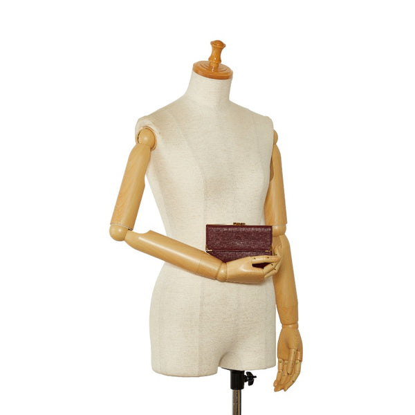 カルティエ マストライン がま口 ゴールド金具 三つ折り財布 ボルドー ワインレッド レザー レディース CARTIER 【中古】