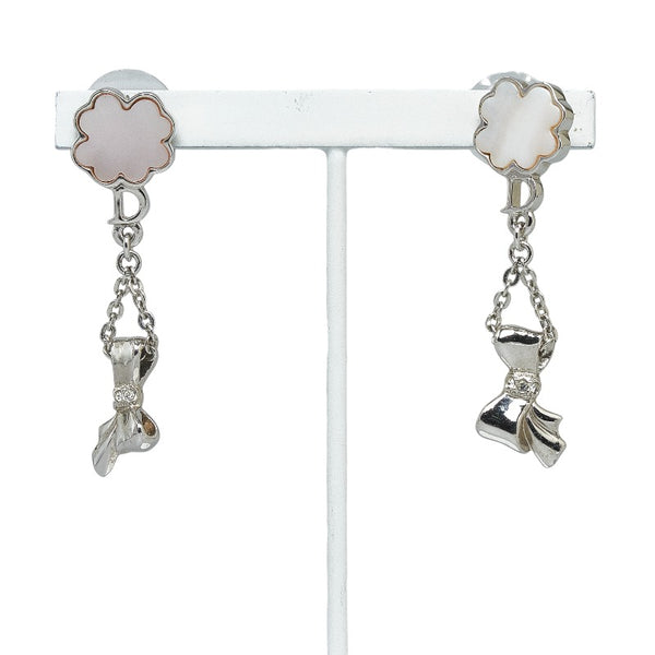 ディオール リボンモチーフ ピアス シルバー メタル レディース Dior 【中古】