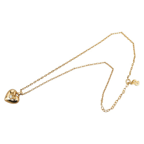 ディオール ハート ラインストーン ネックレス ゴールド メッキ レディース Dior 【中古】