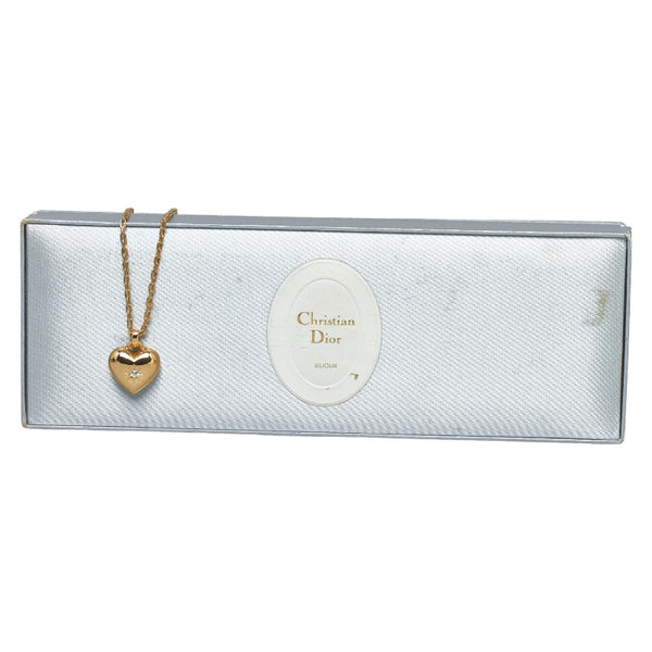 ディオール ハート ラインストーン ネックレス ゴールド メッキ レディース Dior 【中古】
