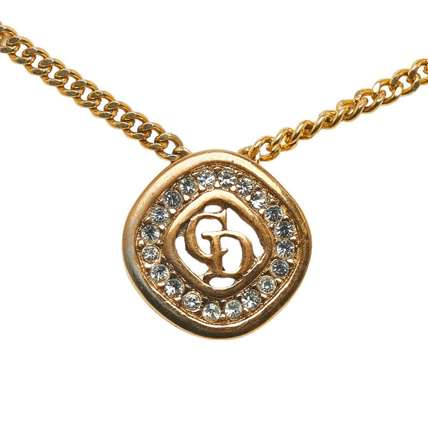 ディオール ロゴネックレス ラインストーン ネックレス ゴールド メッキ レディース Dior 【中古】