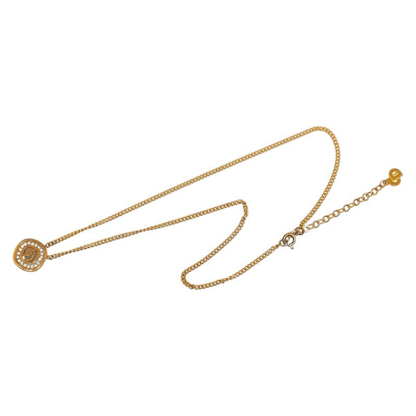 ディオール ロゴネックレス ラインストーン ネックレス ゴールド メッキ レディース Dior 【中古】