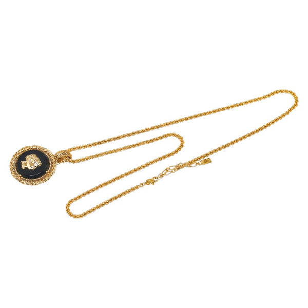 サンローラン エリザベスコイン メダル YSLロゴ ネックレス ペンダント ゴールド ブラック メッキ プラスチック レディース SAINT LAURENT 【中古】