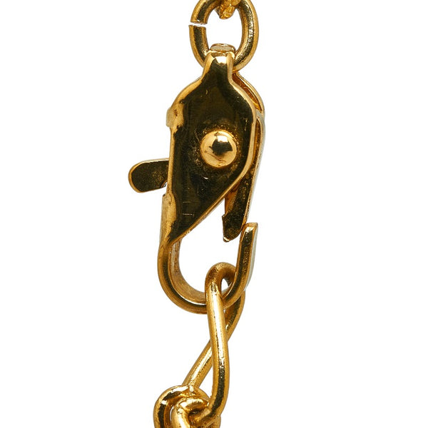 サンローラン エリザベスコイン メダル YSLロゴ ネックレス ペンダント ゴールド ブラック メッキ プラスチック レディース SAINT LAURENT 【中古】