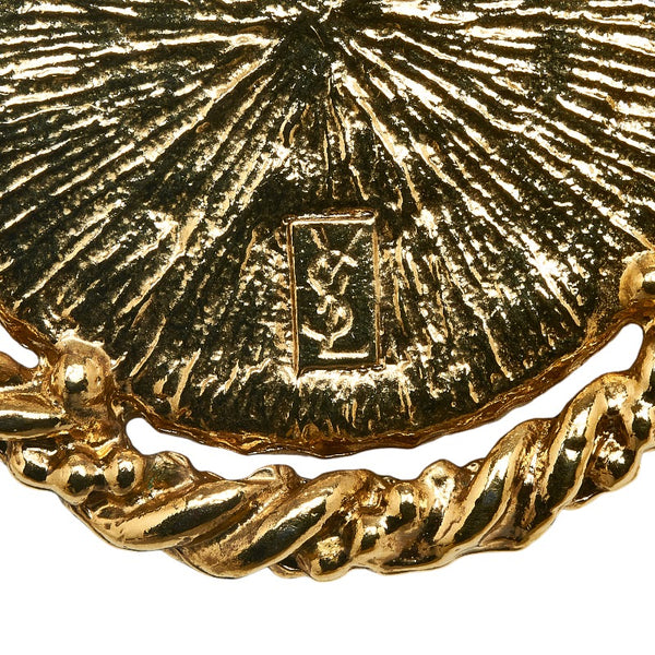 サンローラン エリザベスコイン メダル YSLロゴ ネックレス ペンダント ゴールド ブラック メッキ プラスチック レディース SAINT LAURENT 【中古】