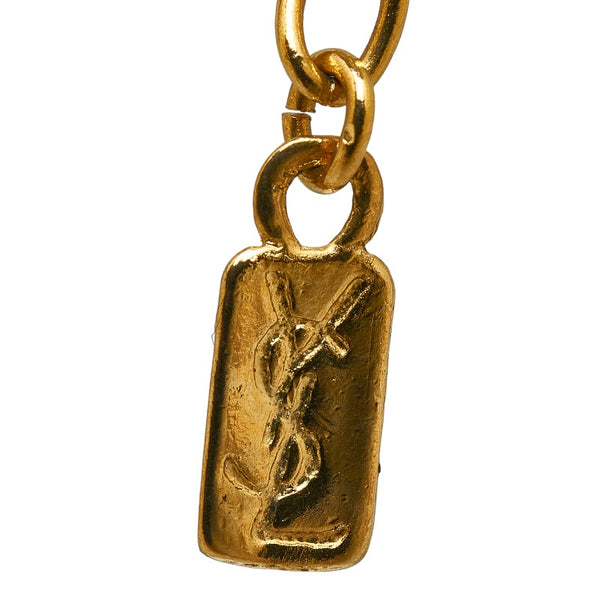 サンローラン エリザベスコイン メダル YSLロゴ ネックレス ペンダント ゴールド ブラック メッキ プラスチック レディース SAINT LAURENT 【中古】