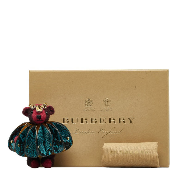 バーバリー ベアー クマ 熊 TEDDY テディ ビジュー キーホルダー レッド ブルー カシミヤ レザー レディース BURBERRY 【中古】