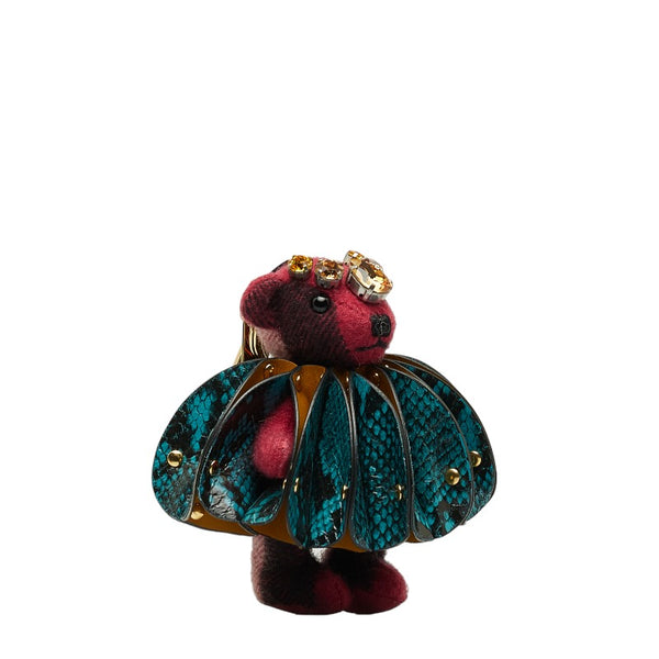 バーバリー ベアー クマ 熊 TEDDY テディ ビジュー キーホルダー レッド ブルー カシミヤ レザー レディース BURBERRY 【中古】