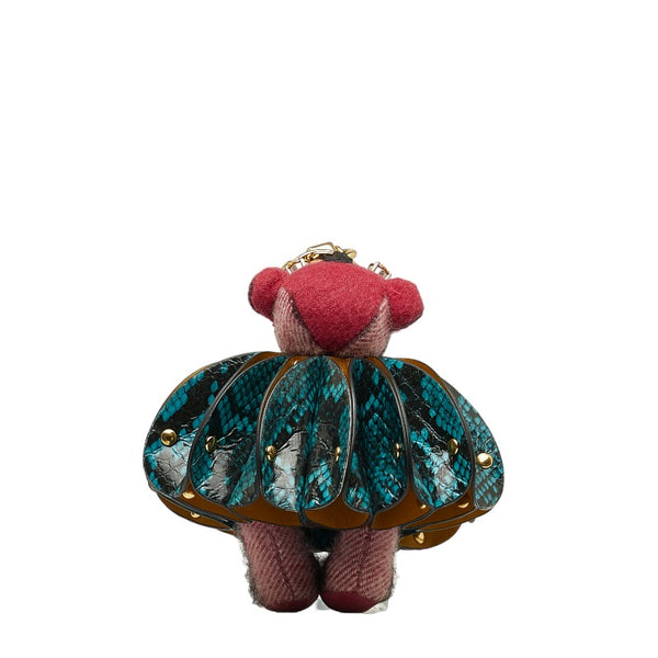 バーバリー ベアー クマ 熊 TEDDY テディ ビジュー キーホルダー レッド ブルー カシミヤ レザー レディース BURBERRY 【中古】