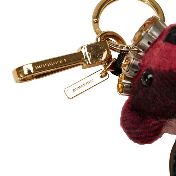 バーバリー ベアー クマ 熊 TEDDY テディ ビジュー キーホルダー レッド ブルー カシミヤ レザー レディース BURBERRY 【中古】