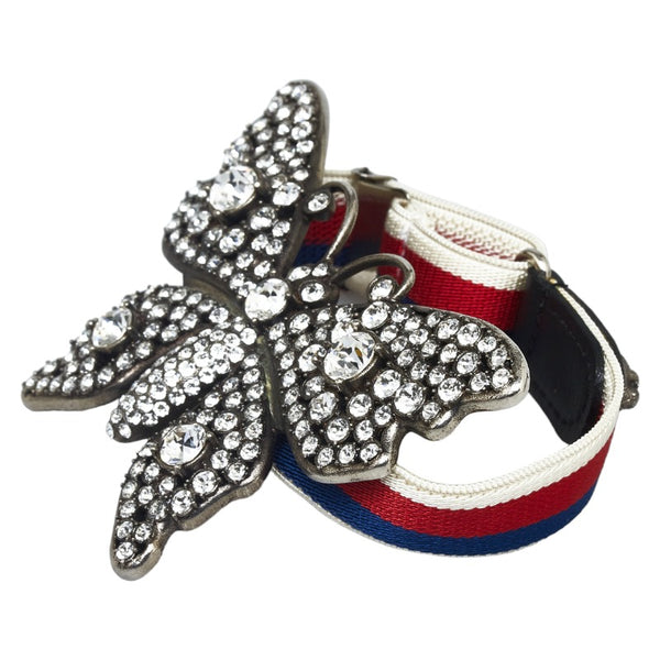 グッチ バタフライ ラインストーン ブレスレット シルバー メタル レディース GUCCI 【中古】