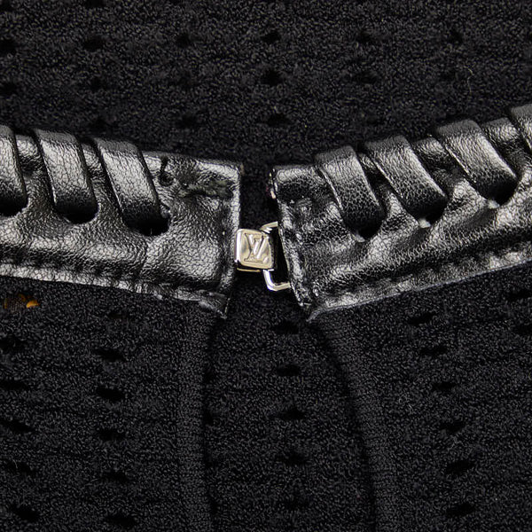 ルイ ヴィトン ニットワンピース ひざ丈 ワンピース ブラック レーヨン レザー レディース LOUIS VUITTON 【中古】