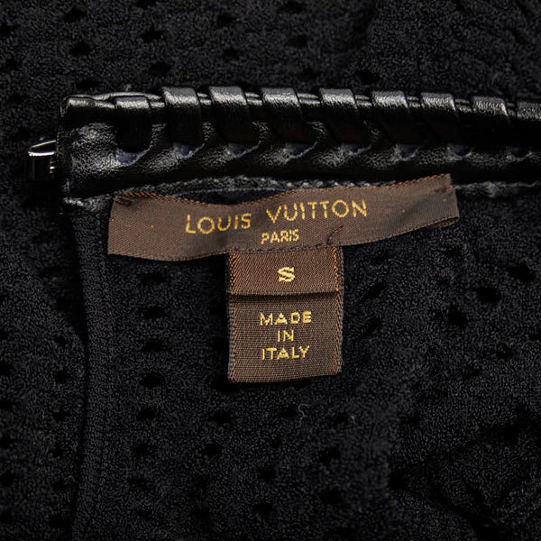 ルイ ヴィトン ニットワンピース ひざ丈 ワンピース ブラック レーヨン レザー レディース LOUIS VUITTON 【中古】