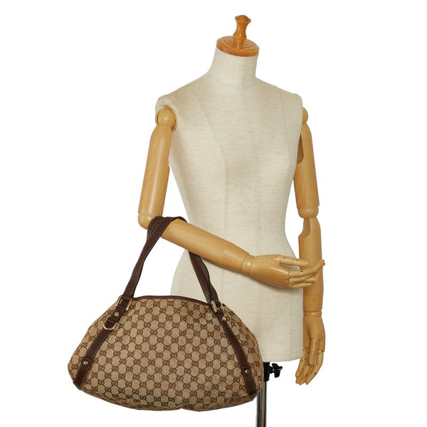 グッチ GGキャンバス アビー ハンドバッグ トートバッグ 130736 ベージュ ブラウン PVC レザー レディース GUCCI 【中古】