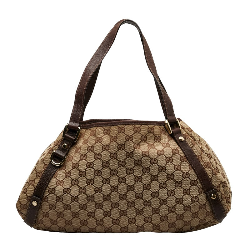 グッチ GGキャンバス アビー ハンドバッグ トートバッグ 130736 ベージュ ブラウン PVC レザー レディース GUCCI 【中古】