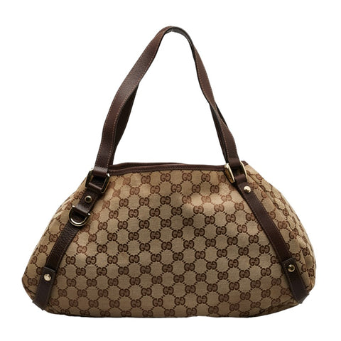 グッチ GGキャンバス アビー ハンドバッグ トートバッグ 130736 ベージュ ブラウン PVC レザー レディース GUCCI 【中古】