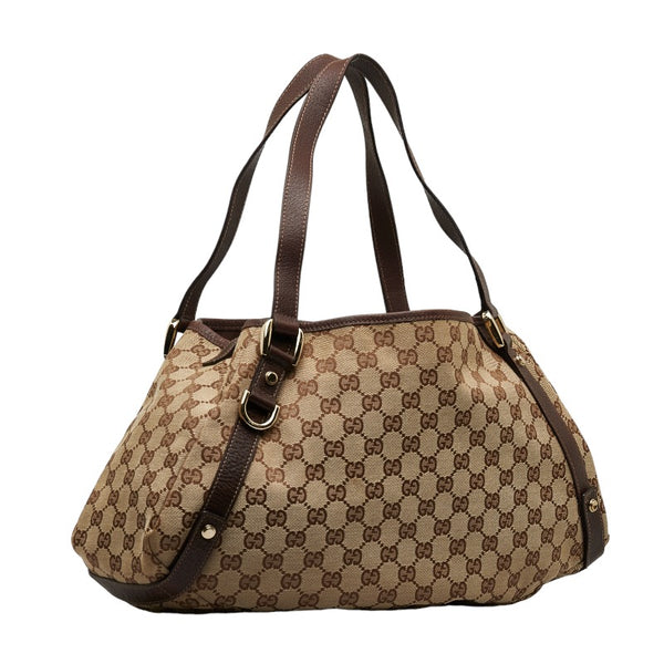 グッチ GGキャンバス アビー ハンドバッグ トートバッグ 130736 ベージュ ブラウン PVC レザー レディース GUCCI 【中古】