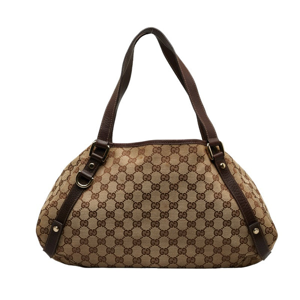 グッチ GGキャンバス アビー ハンドバッグ トートバッグ 130736 ベージュ ブラウン PVC レザー レディース GUCCI 【中古】