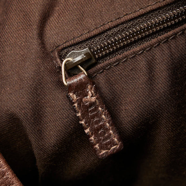 グッチ GGキャンバス アビー ハンドバッグ トートバッグ 130736 ベージュ ブラウン PVC レザー レディース GUCCI 【中古】