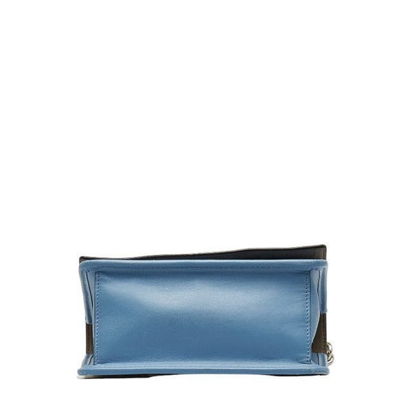フェンディ キャナイエフ 斜め掛け チェーン ショルダーバッグ 8BT286 ライトブルー レザー レディース FENDI 【中古】