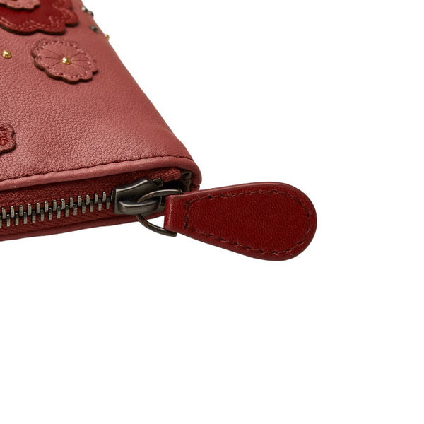 ボッテガヴェネタ フラワー ポーチ レッド レザー レディース BOTTEGAVENETA 【中古】