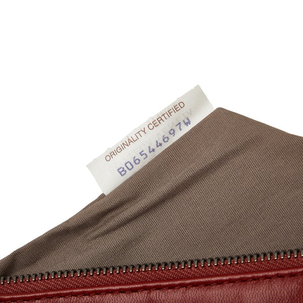 ボッテガヴェネタ フラワー ポーチ レッド レザー レディース BOTTEGAVENETA 【中古】