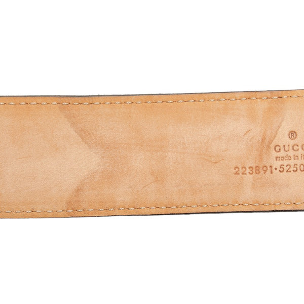 グッチ インターロッキングG GGインプリメ バックル ベルト ブラック PVC レザー メンズ GUCCI 【中古】