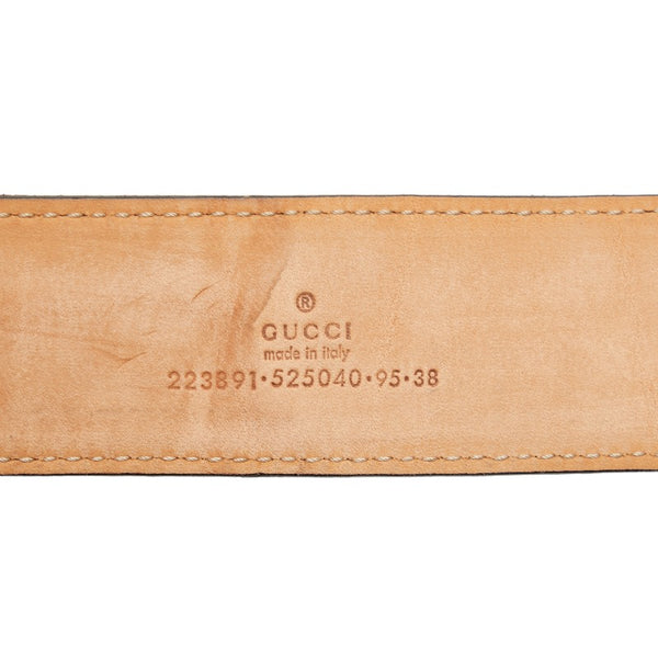 グッチ インターロッキングG GGインプリメ バックル ベルト ブラック PVC レザー メンズ GUCCI 【中古】