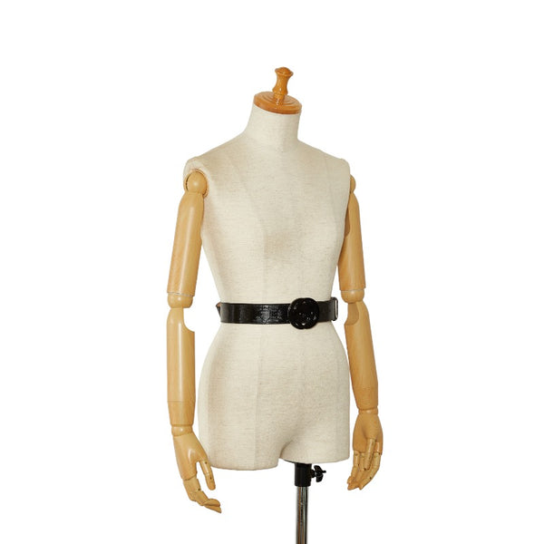 グッチ インターロッキングG GGインプリメ バックル ベルト ブラック PVC レザー メンズ GUCCI 【中古】