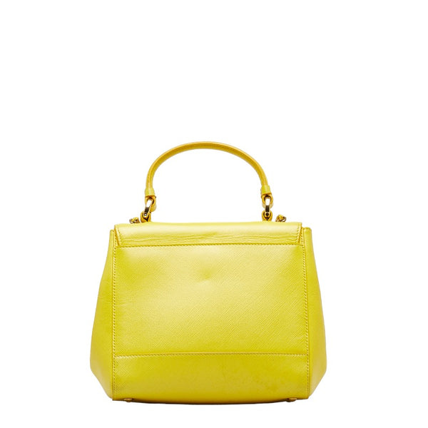 サルヴァトーレフェラガモ ヴァラ リボン ハンドバッグ ショルダーバッグ 2WAY EZ 21 F570 イエロー レザー レディース Salvatore Ferragamo 【中古】