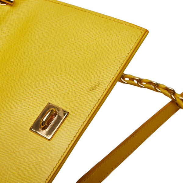 サルヴァトーレフェラガモ ヴァラ リボン ハンドバッグ ショルダーバッグ 2WAY EZ 21 F570 イエロー レザー レディース Salvatore Ferragamo 【中古】