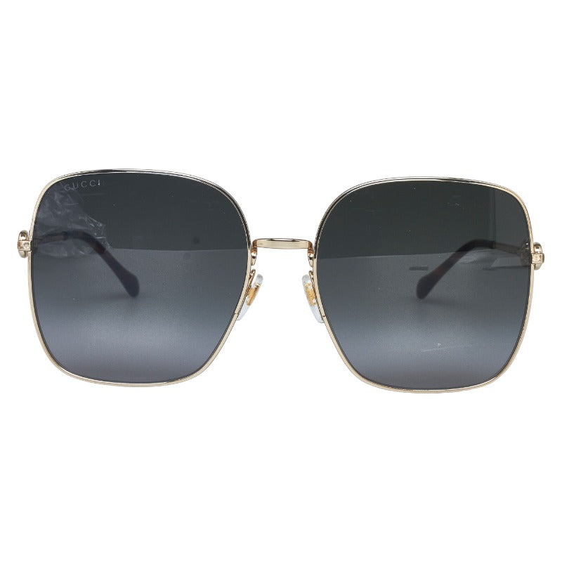 グッチ ホースビット スクエアフレーム サングラス GG0879S ゴールド ブラウン プラスチック レディース GUCCI 【中古】