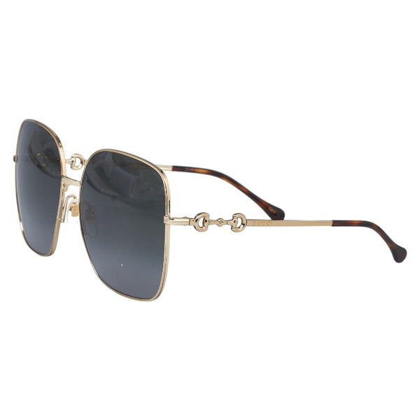 グッチ ホースビット スクエアフレーム サングラス GG0879S ゴールド ブラウン プラスチック レディース GUCCI 【中古】