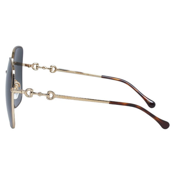 グッチ ホースビット スクエアフレーム サングラス GG0879S ゴールド ブラウン プラスチック レディース GUCCI 【中古】