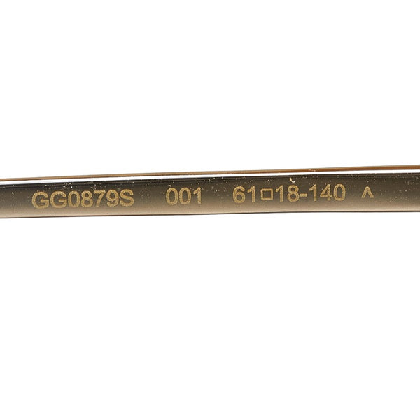 グッチ ホースビット スクエアフレーム サングラス GG0879S ゴールド ブラウン プラスチック レディース GUCCI 【中古】