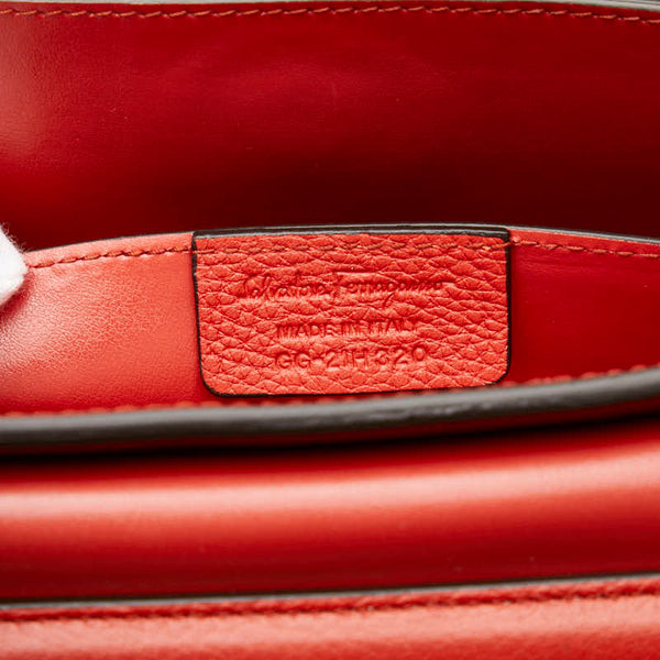 サルヴァトーレフェラガモ ガンチーニ ハンドバッグ ショルダーバッグ 2WAY 21H320 レッド レザー レディース Salvatore Ferragamo 【中古】
