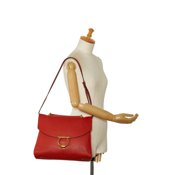 サルヴァトーレフェラガモ ガンチーニ ハンドバッグ ショルダーバッグ 2WAY 21H320 レッド レザー レディース Salvatore Ferragamo 【中古】