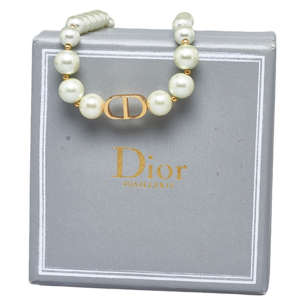 ディオール ロゴ パールネックレス ネックレス ホワイト ゴールド パール メッキ レディース Dior 【中古】