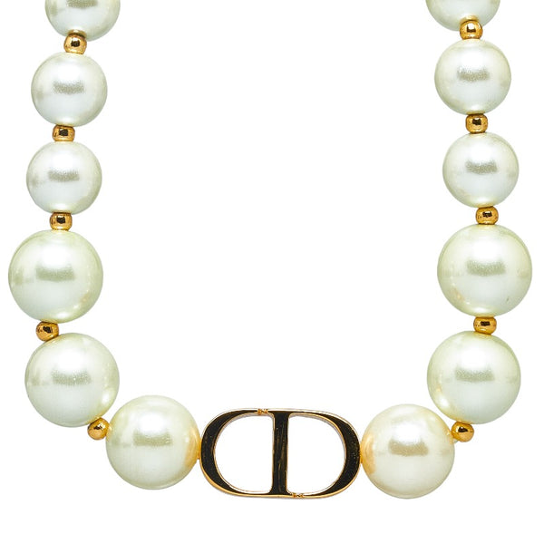 ディオール ロゴ パールネックレス ネックレス ホワイト ゴールド パール メッキ レディース Dior 【中古】