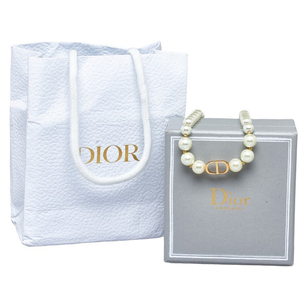 ディオール ロゴ パールネックレス ネックレス ホワイト ゴールド パール メッキ レディース Dior 【中古】