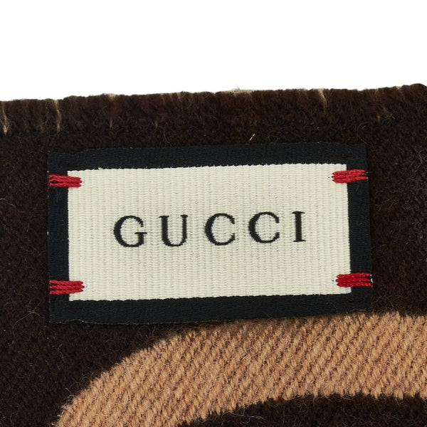 グッチ GGジャガード マフラー スカーフ 495592 ベージュ ブラウン ウール シルク レディース GUCCI 【中古】