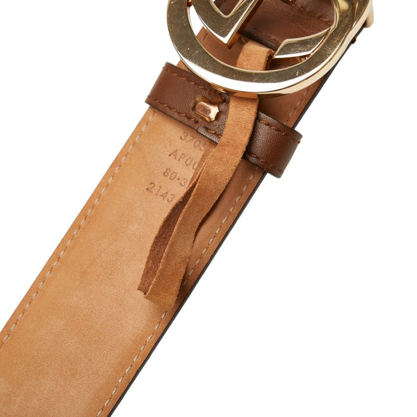 グッチ インターロッキングG ベルト 370543 ブラウン レザー レディース GUCCI 【中古】