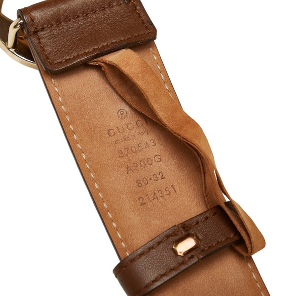 グッチ インターロッキングG ベルト 370543 ブラウン レザー レディース GUCCI 【中古】