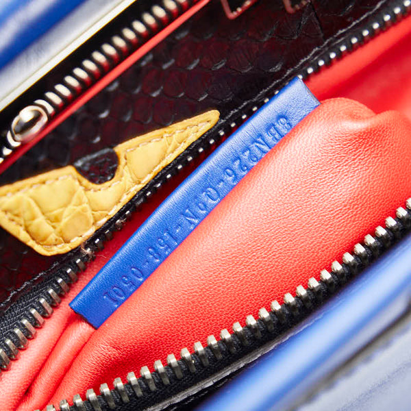 フェンディ ピーカブー モンスターアイズ ハンドバッグ ショルダーバッグ 2WAY 8BN226 ネイビー シルバー レザー レディース FENDI 【中古】