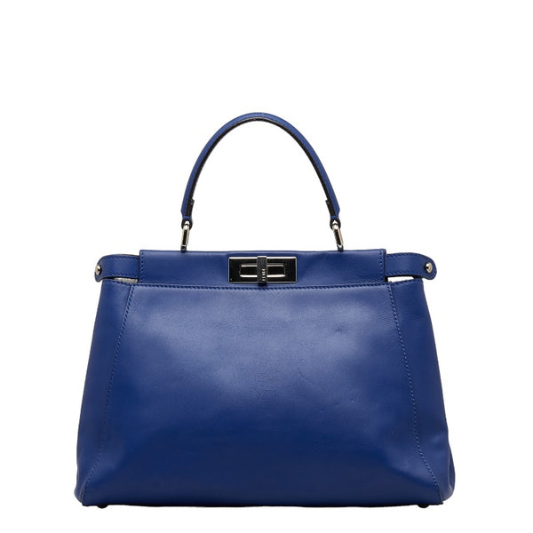 フェンディ ピーカブー モンスターアイズ ハンドバッグ ショルダーバッグ 2WAY 8BN226 ネイビー シルバー レザー レディース FENDI 【中古】