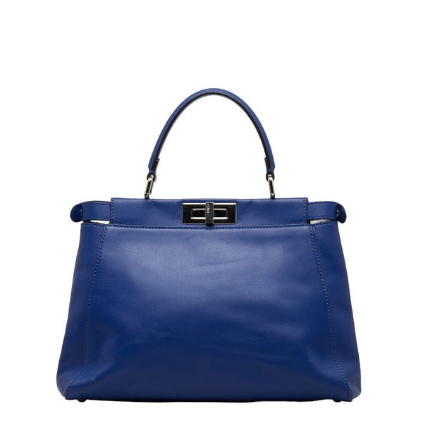 フェンディ ピーカブー モンスターアイズ ハンドバッグ ショルダーバッグ 2WAY 8BN226 ネイビー シルバー レザー レディース FENDI 【中古】