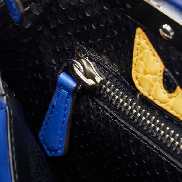 フェンディ ピーカブー モンスターアイズ ハンドバッグ ショルダーバッグ 2WAY 8BN226 ネイビー シルバー レザー レディース FENDI 【中古】