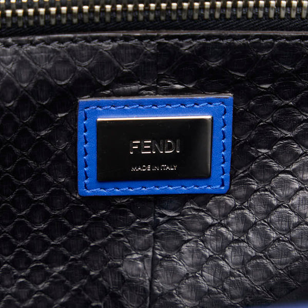フェンディ ピーカブー モンスターアイズ ハンドバッグ ショルダーバッグ 2WAY 8BN226 ネイビー シルバー レザー レディース FENDI 【中古】