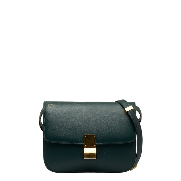 セリーヌ クラシックボックス ミディアム ショルダーバッグ グリーン レザー レディース CELINE 【中古】