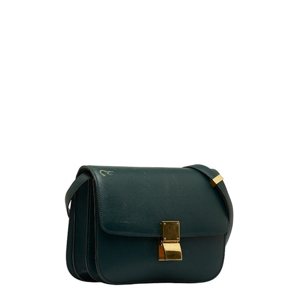 セリーヌ クラシックボックス ミディアム ショルダーバッグ グリーン レザー レディース CELINE 【中古】